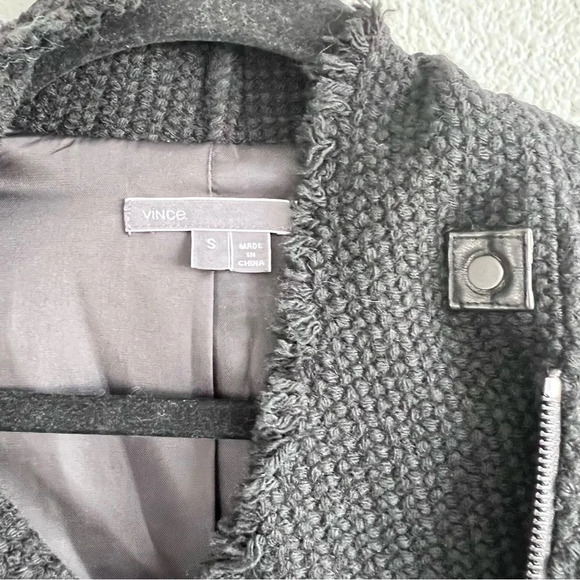 Vince Boucle Scuba Moto Wool Genuine Lamb Leather Jacket - Picture 5 of 11